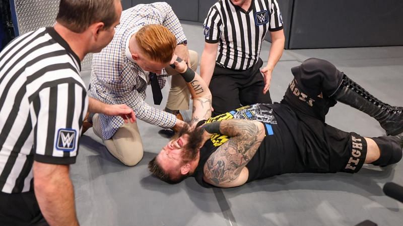 Kevin Owens after "winning" his match on SmackDown